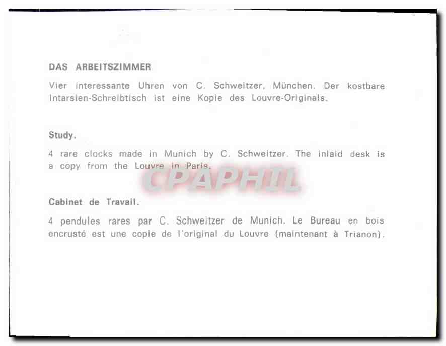 CPM Cabinet de travail 4 Pendules rares par C Schweitzer de Munich le Bureau en bois encruste est un — Rückseite