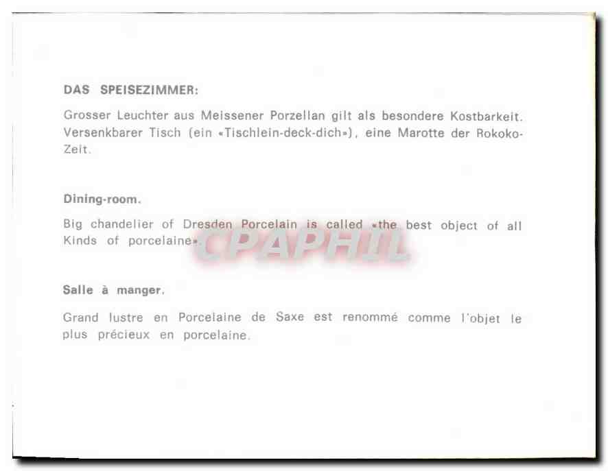 CPM Salle a Manger grand lustre en Porcelaine de Saxe est renomme comme l'objet le plus precieux en  — Rückseite