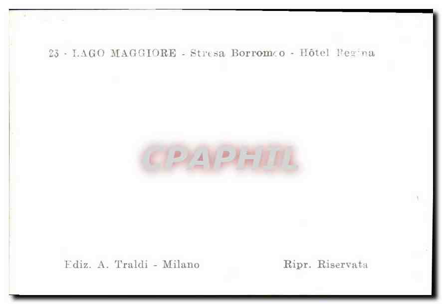 CPM Lago Maggiore Stresa Borromeo Hotel Regina  — Back
