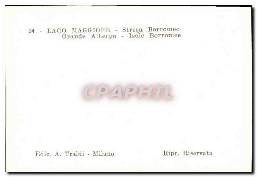 CPM Lago Maggiore Stresa Borromeo Grande Albergo Isole Borromeo  — Back