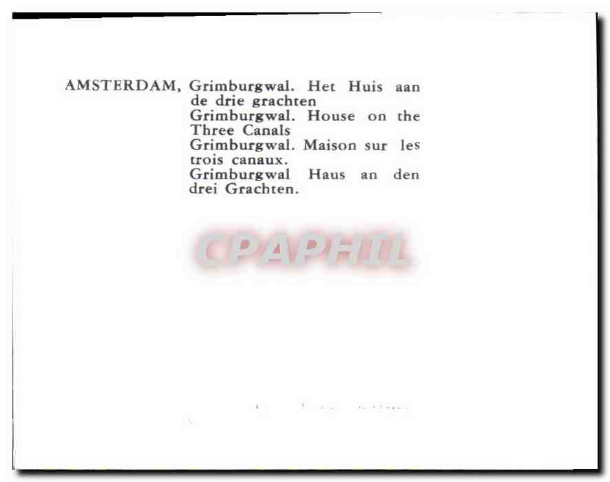 CPM Amsterdam Grimburgwal Maison sur les Trois Canaux  — Rückseite