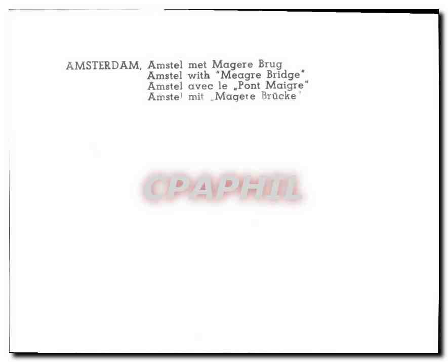 CPM Amsterdam Amstel avec le Pont Maigre  — Rückseite