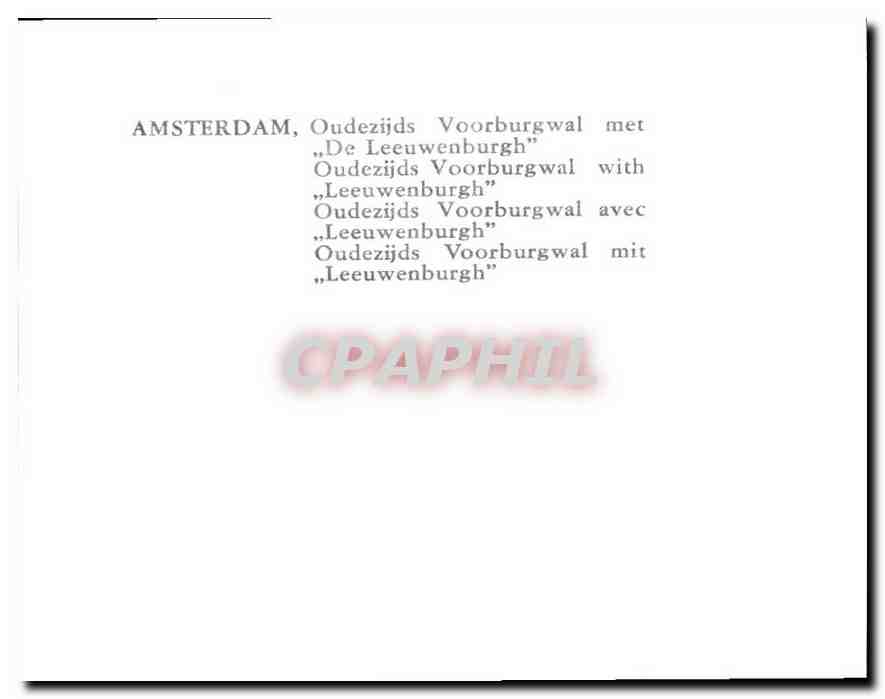 CPM Amsterdam Oudezijds Voorburgwal avec Leeuwenburgh  — Rückseite