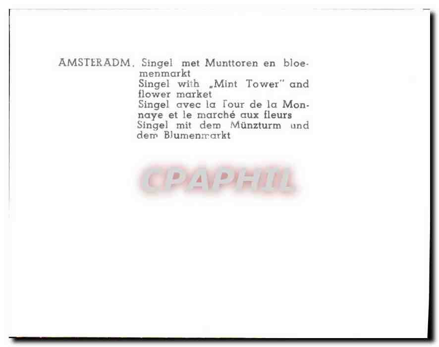CPM Amsterdam Singel avec la Tour de la Monnaye et le marche aux fleurs  — Rückseite