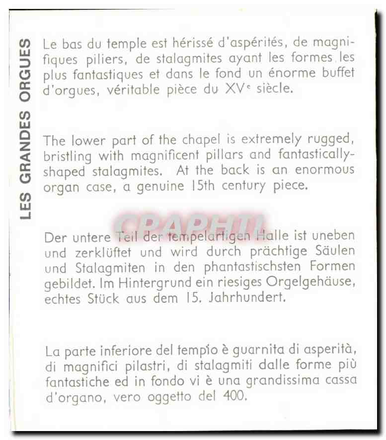 CPM La Falaise Illuminee le Bas du Temple est herisse d'asperites de magnifiques piliers de Stalagmi — Rückseite