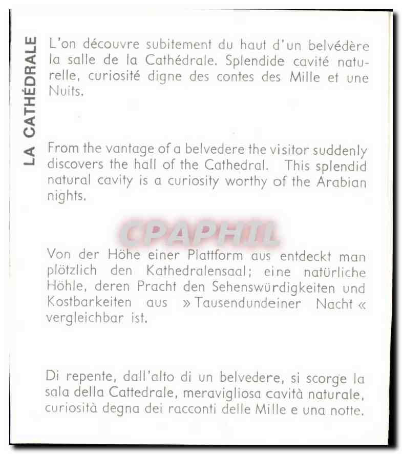 CPM La Falaise Illuminee l'On decouvre subitement du haut d'un belvedere la salle de la Cathedrale S — Rückseite