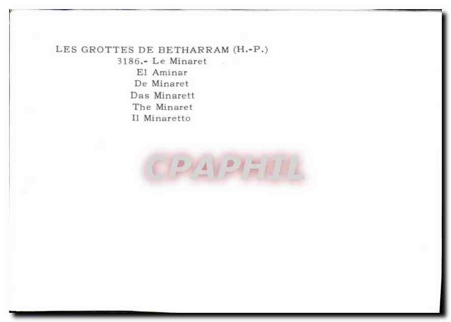 CPM Les Grottes de Betharram H P le Minaret  — Back