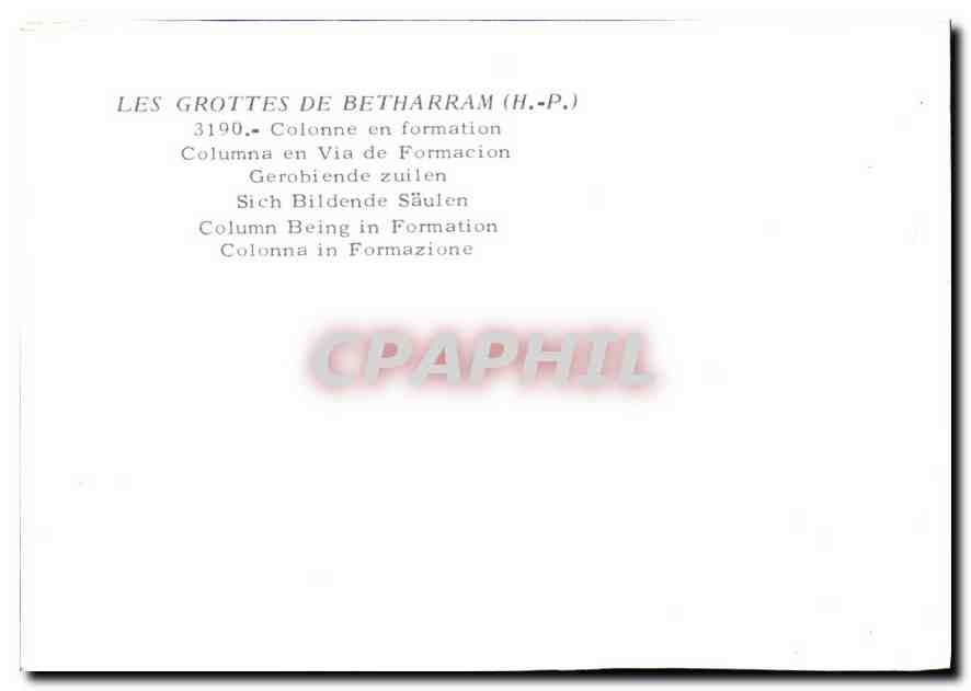 CPM Les Grottes de Betharram H P Colonne en formation — Rückseite