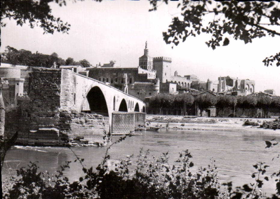 CPM Avignon le pont St Benezet le palais des Papes et le Rhone 