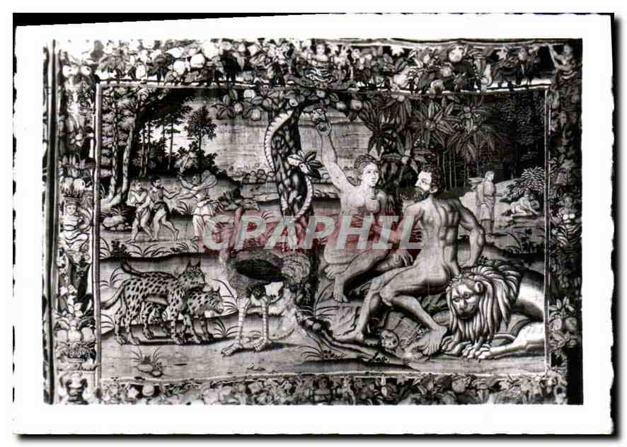 CPM Langeais la Tentation tapisserie flamande du XVI siecle 