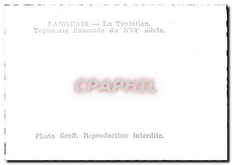 CPM Langeais la Tentation tapisserie flamande du XVI siecle  — Verso