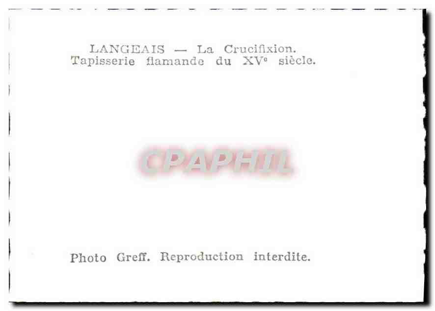 CPM Langeais la Crucifixion tapisserie flamande du XV siecle  — Verso