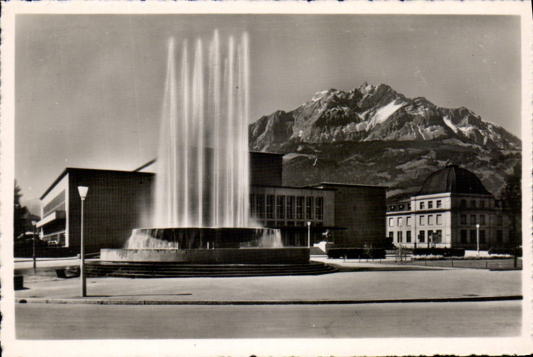 CPM Lucerne Art Gallery and Congress hall with Wagenbach Fountain 