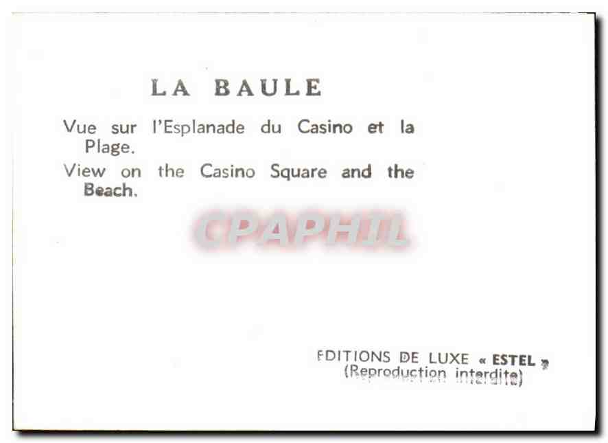 CPM La Baule Vue sur l'Esplanade du Casino et la Plage  — Back