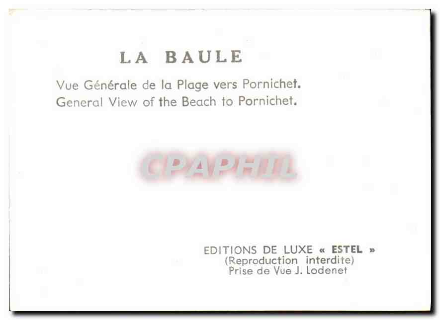CPM La Baule Vue generale de la Plage vers Pornichet  — Rückseite
