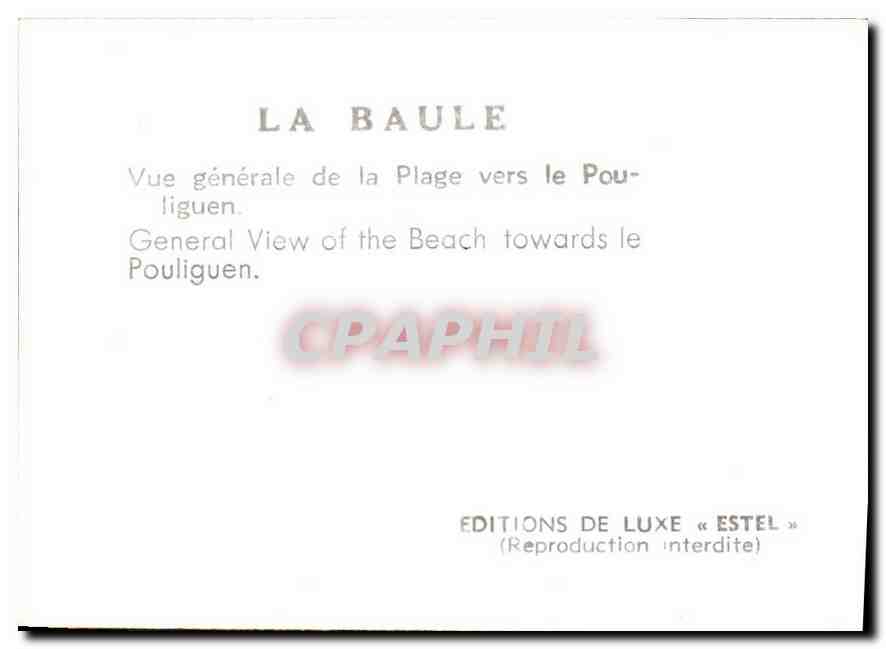 CPM La Baule Vue generale de la Plage vers le Pouliguen  — Rückseite