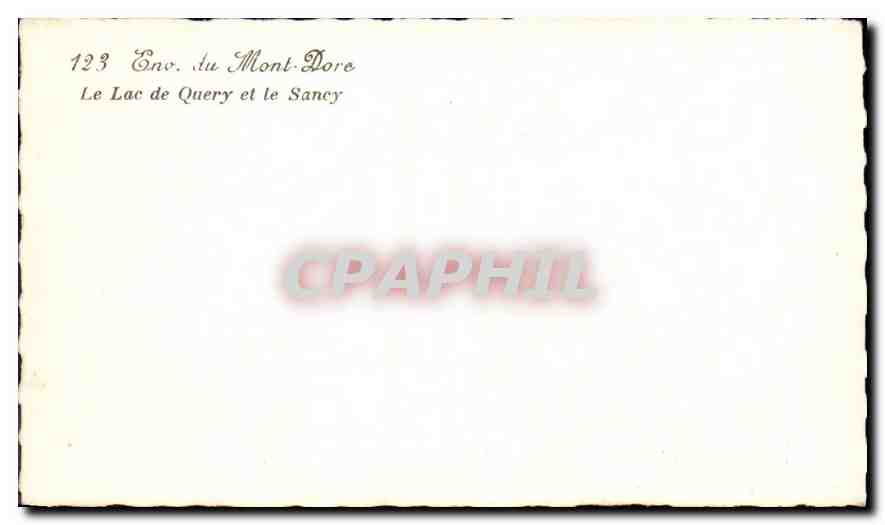 CPM Env du Mont Dore le lac de Query et le Sancy  — Verso
