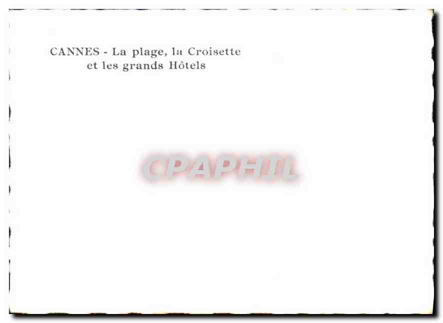 CPM Cannes la plage la Croisette et les grands Hotels  — Rückseite