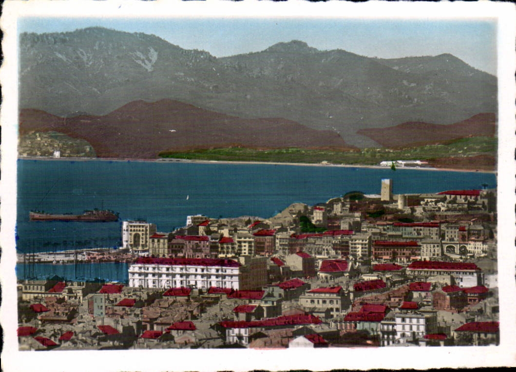 CPM Cannes vue generale le port et au fond la napoule 