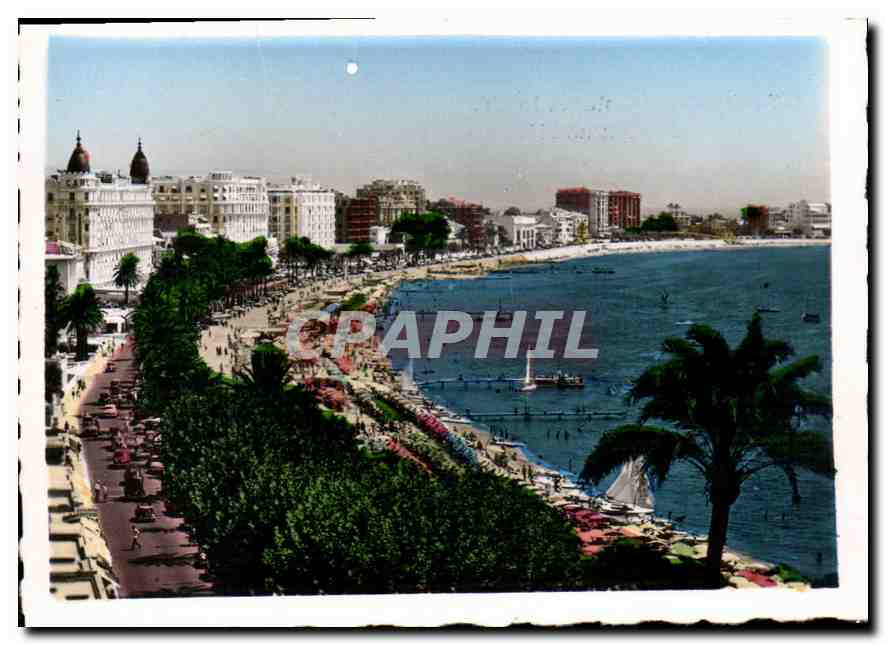 CPM Cannes la plge la Croisette les grands Hotels 