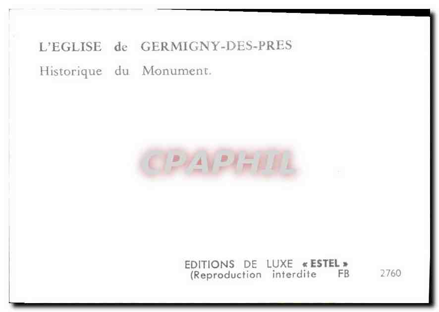 CPM L'Eglise de Germigny des Pres Historique du Monument  — Rückseite