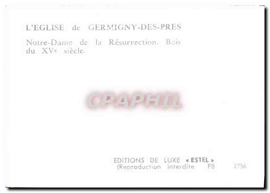 CPM L'Eglise de Germigny des Pres Notre Dame de la Resurrection Bois du XV siecle  — Rückseite