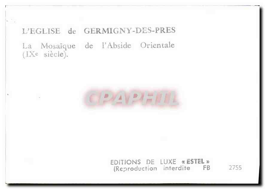 CPM L'Eglise de Germigny des Pres La Mosaique de l'Abside Orientale  — Rückseite