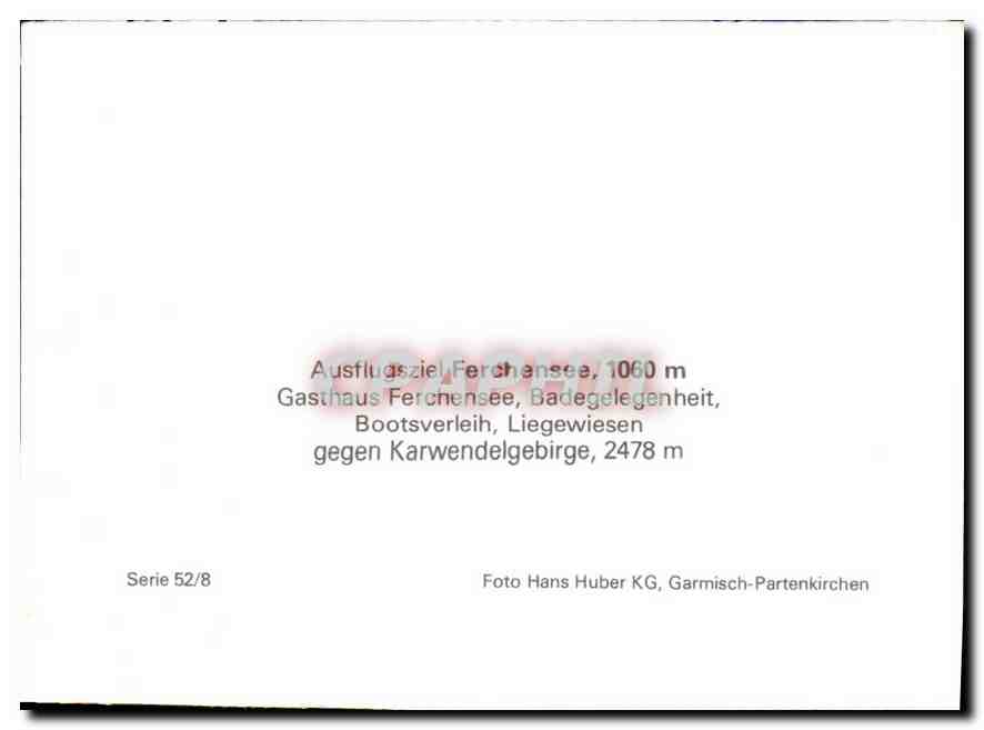 CPM Ausflugsziel Ferchensee Gasthaus Ferchensee Badegelegenheit Bootsverleih Liegewiesen gegen Karwe — Rückseite