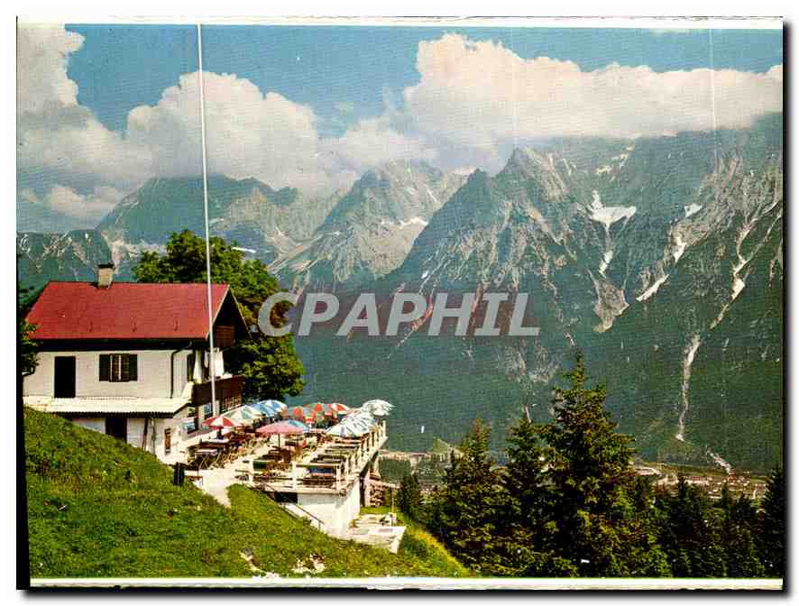 CPM Ausflugsziel Kranzberg gegen Karwendelgebirge 