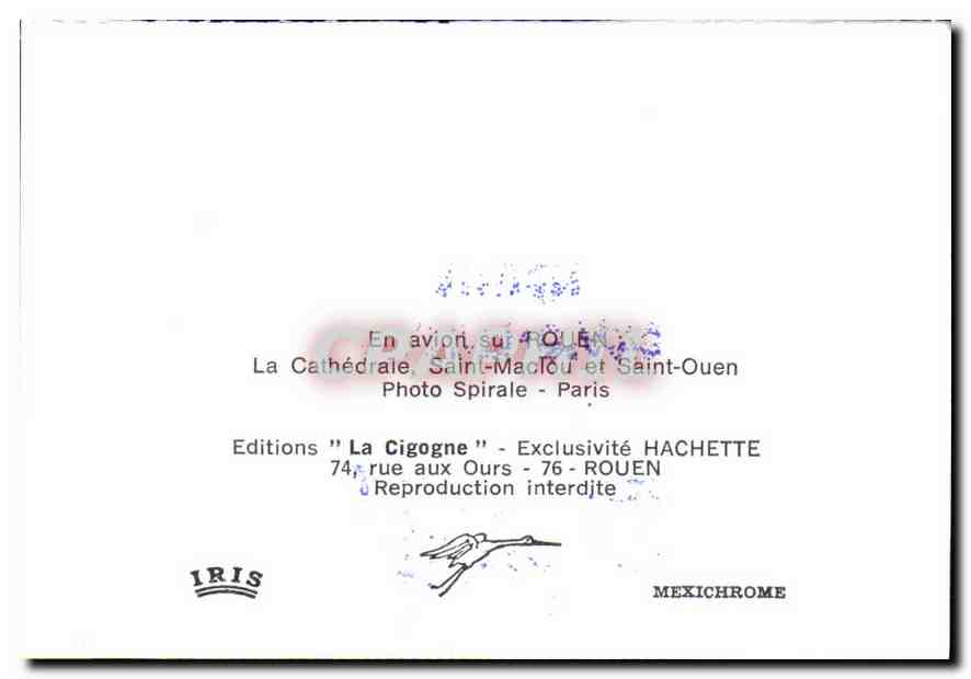 CPA En Avion sur Rouen la cathedrale Saint Maclou et Saint Ouen  — Verso