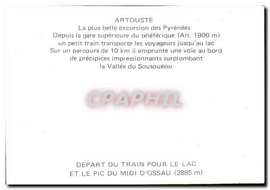 Train du Midi d'Ossau — Artouste — Vintage Postcard/Antike Ansichtskarte — Rückseite
