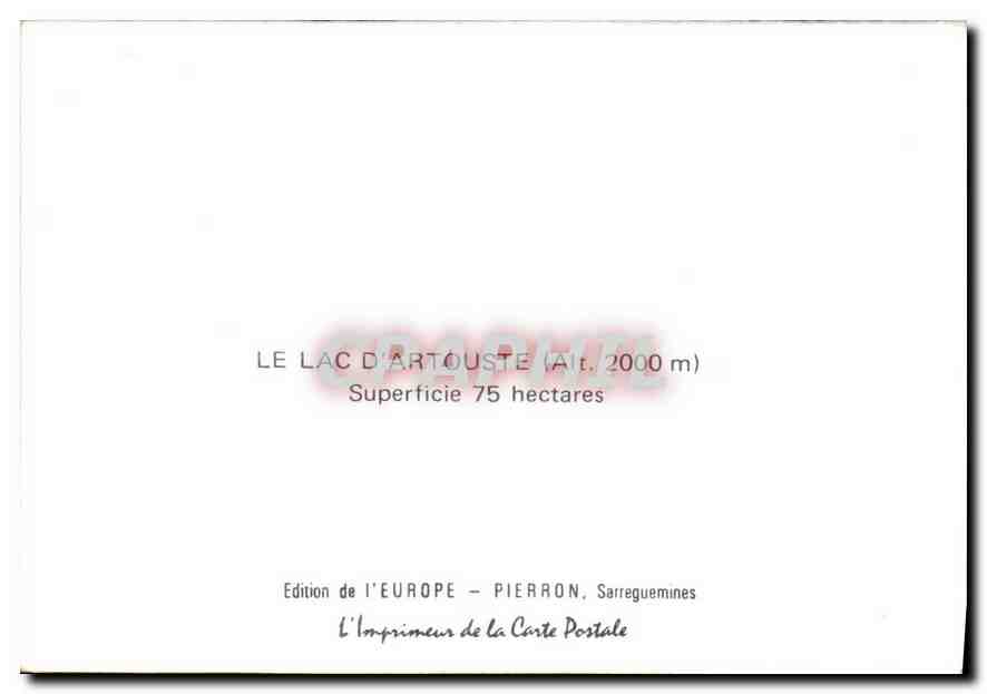 CPA Le Lac d'Artouste superficie 75 hectares  — Rückseite