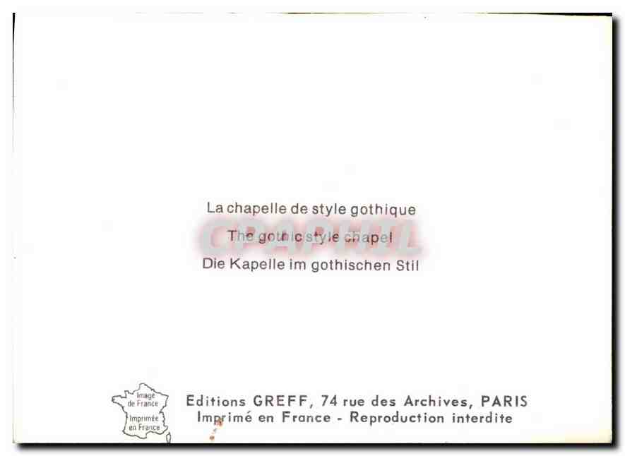 CPA La Chapelle de style gothique  — Rückseite