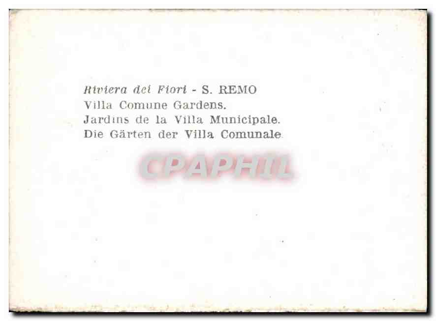 CPM Sanremo Jardins de la Villa Municipale  — Rückseite