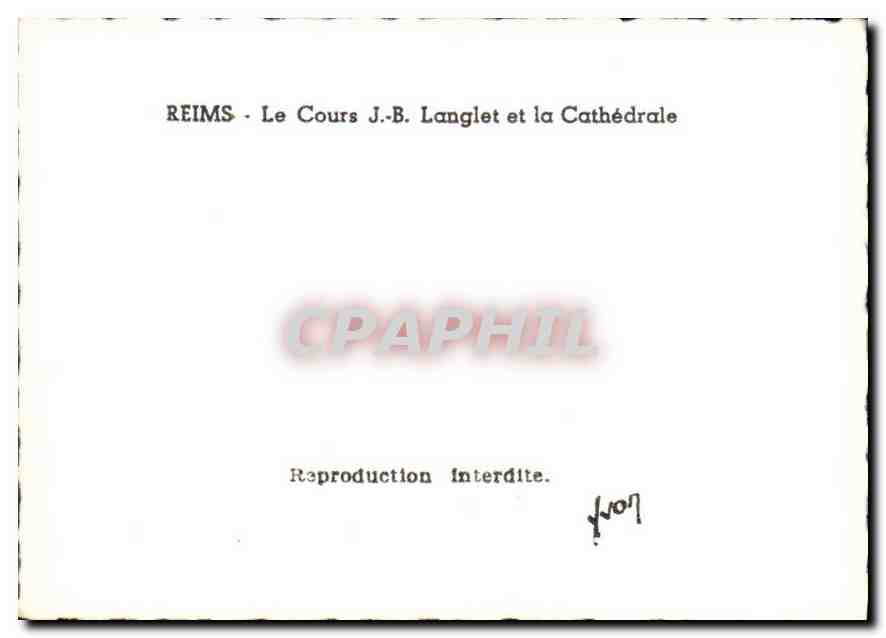 CPM Reims Le Cours J B Langlet et la Cathedrale  — Rückseite