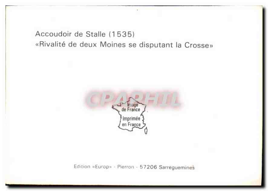 CPM St Bertrand de Comminges   Accoudoir de Stalle Rivalite de deux Moines se disputant la Crosse  — Verso