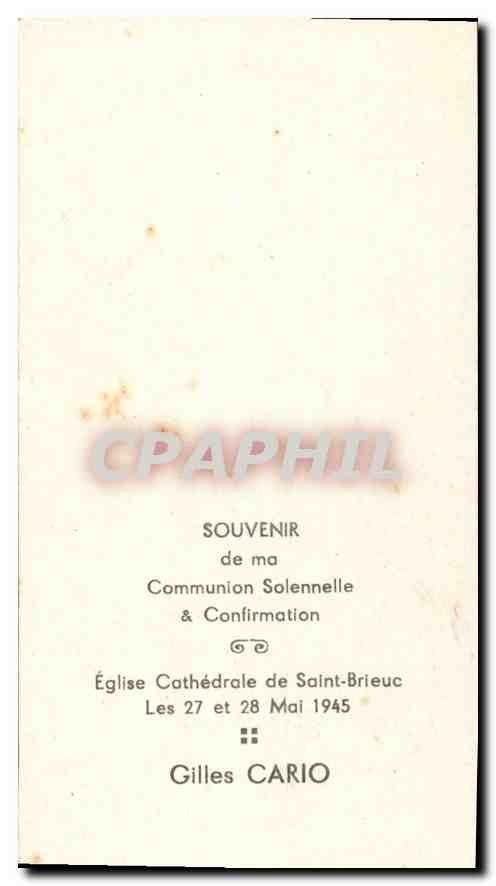 Image pieuse Souvenir de ma Communion Solennelle & Confirmation  — Rückseite
