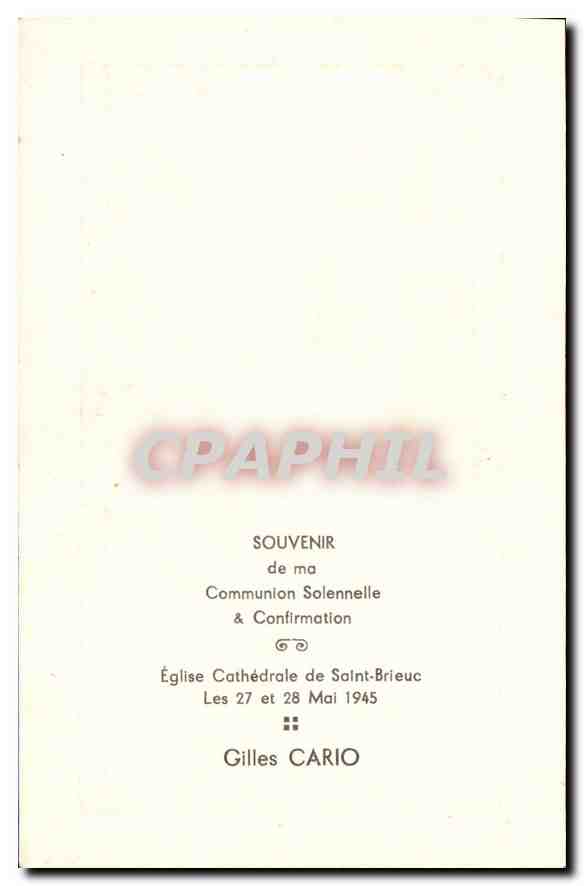 Image pieuse Souvenir de ma Communion Solennelle & Confirmation  — Rückseite