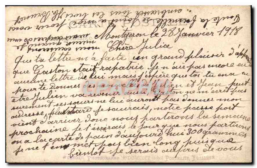 CARTE PHOTO Femme Enfant — Rückseite