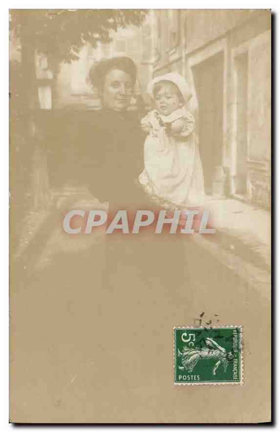 CARTE PHOTO Femme Enfant Suresnes