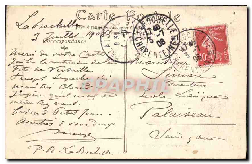 CPA Richelieu sur la Digne de la Rochelle  — Back