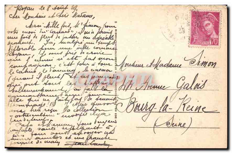 La Grande Conche et la Pointe de Vallières — Royan — n° 225 — Verso