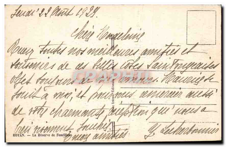CPA Royan la Reserve de Foncillon  — Verso