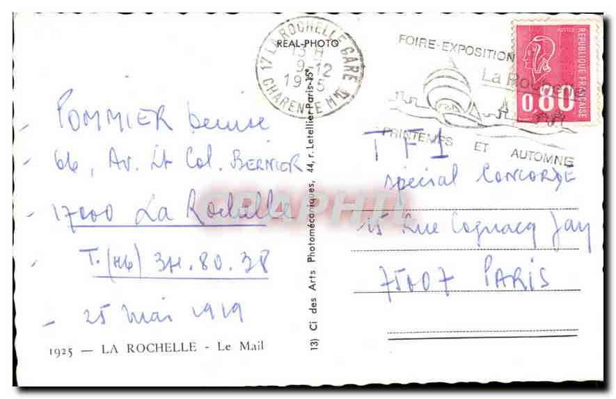 CPA La Rochelle le Mail  — Verso
