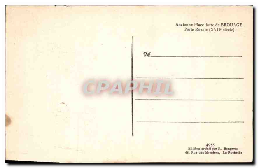 CPA Ancienne place forte de Brouage porte royale XVIII siecle  — Rückseite