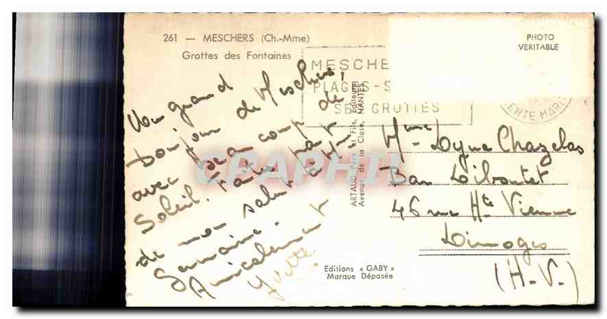 CPA Meschers Ch Mme grottes des Fontaines  — Back