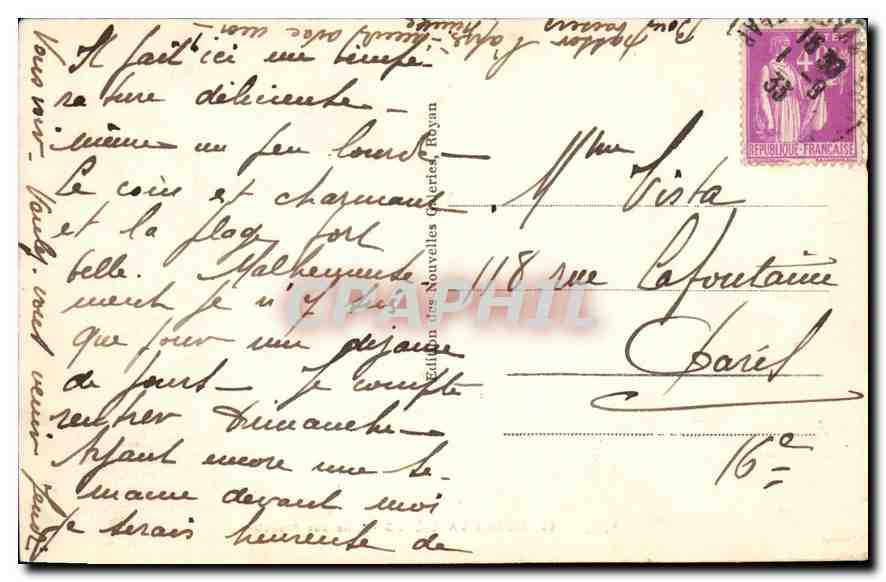 CPA Royan Vallieres l'ile aux mouettes  — Verso