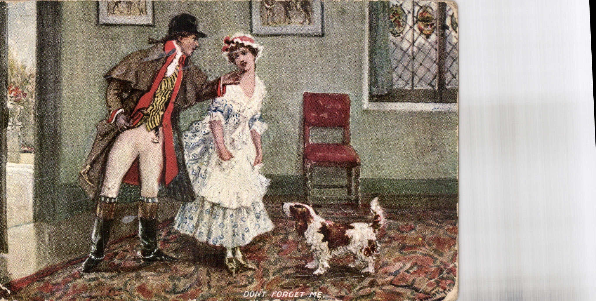 CPA Don't forget me Femme Chien
