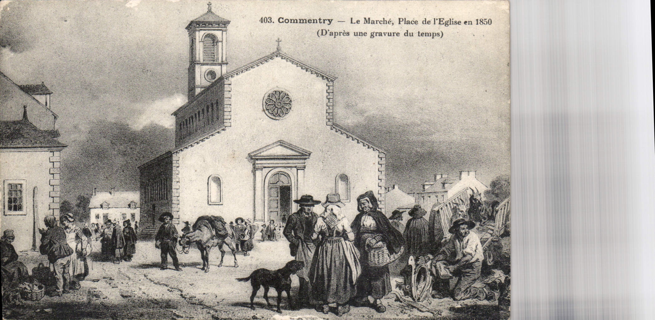 CPA Commentry le Marche place de l'Eglise en 1850 