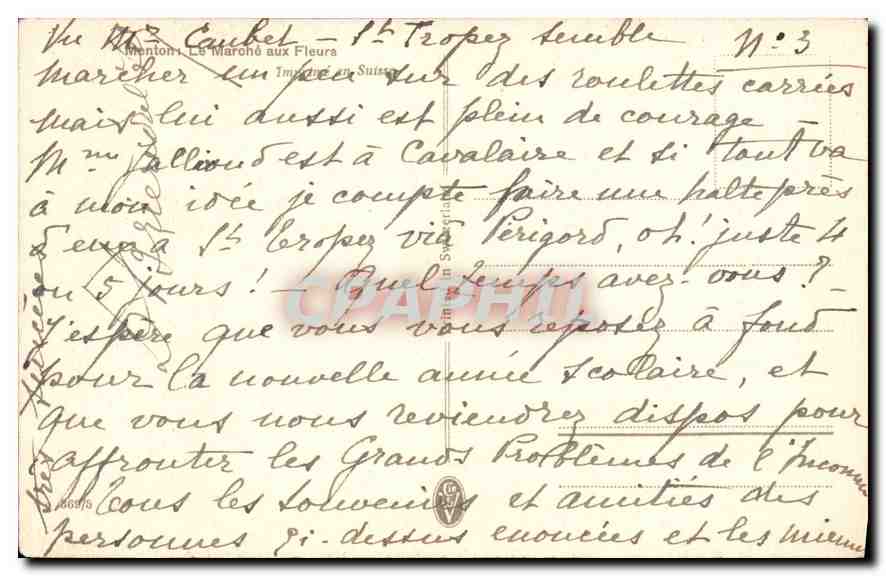 CPA Menton le Marche aux Fleura  — Rückseite
